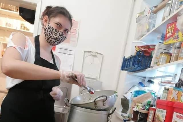 Volunteers preparing meals for the Neighbours Kitchen scheme.