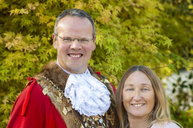The Mayor of Louth, Councillor Darren Hobson, with Mayoress Sarah-Jayne Hobson.