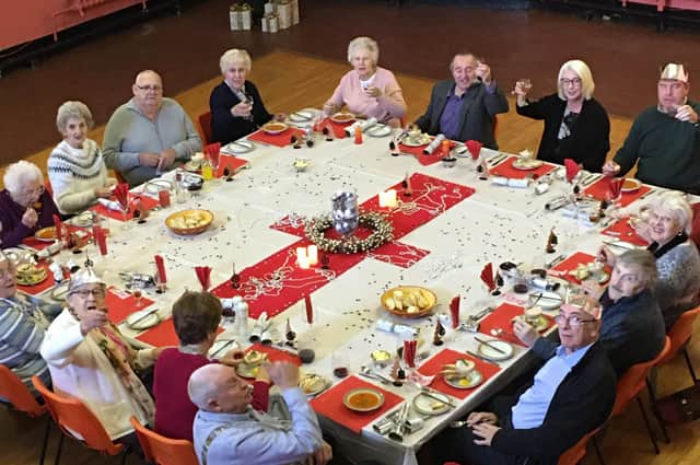 A scene from the Christmas dinner.