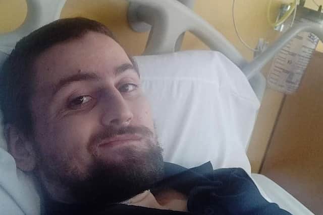 Joshua in hospital following a seizure.