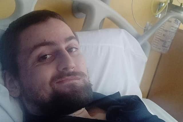 Joshua in hospital following a seizure.