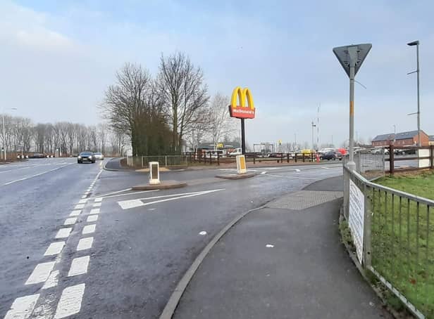 The entrance to the McDonald's car park at Holdingham. EMN-211224-102747001