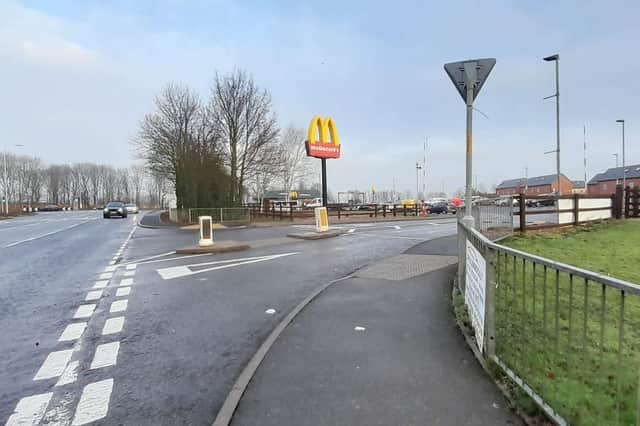 The entrance to the McDonald's car park at Holdingham. EMN-211224-102747001
