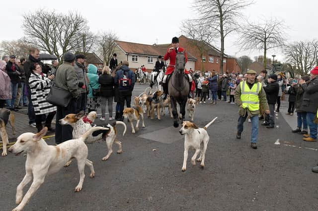 Blankney Hunt's Boxing Day meet in Eastgate Carpark in 2019, Sleaford. Hunt leaving Eastgate Car Park. EMN-211224-123105001