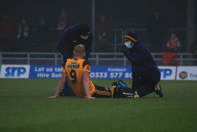 Burrow was injured against Kidderminster. Photo: Oliver Atkin