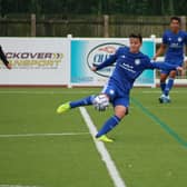 Connor Dimaio in action at Bradford Park Avenue. Photo: Oliver Atkin