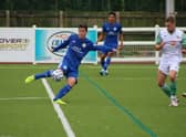 Connor Dimaio in action at Bradford Park Avenue. Photo: Oliver Atkin