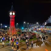 Crowds gathered around the Clock Tower in Skegness to welcome in 2022.