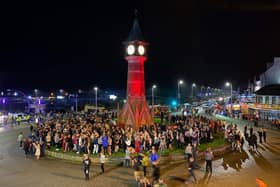 Crowds gathered around the Clock Tower in Skegness to welcome in 2022.