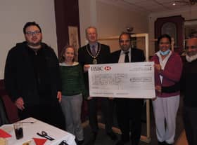 Mayor Coun Robert Oates, with Netra and Kandal Prasad of Gurkha 19,  Nadim Aziz, Ruth Rayner and Nathan from Rainbow Stars. EMN-220701-122120001