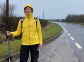 Blue Wilson arrived at Croft Bank for the latest leg of her charity challenge.