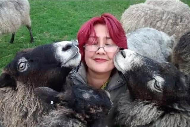 Sheep kises for Pedwardnie Sanctuary owner Amanda Gray. EMN-220701-155803001