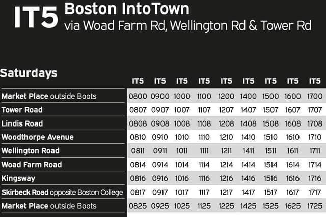 One of the Saturday timetables.