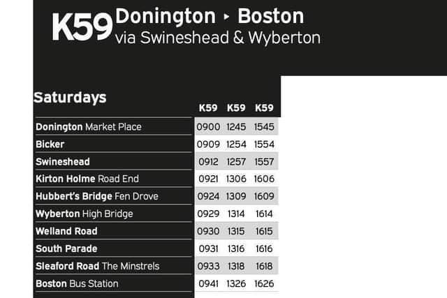 One of the Saturday timetables.
