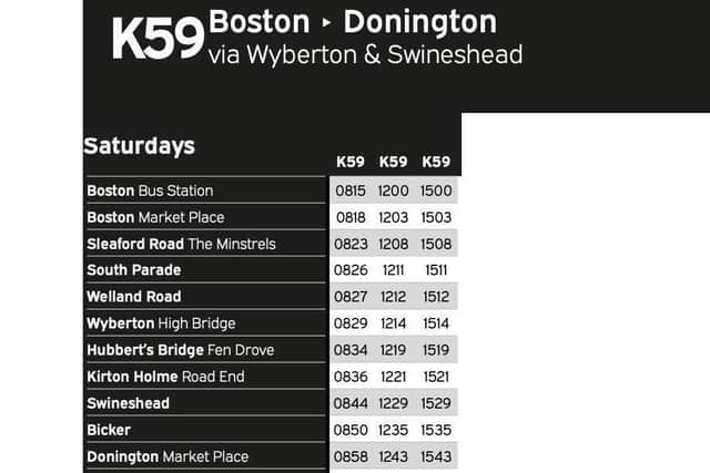 One of the Saturday timetables.