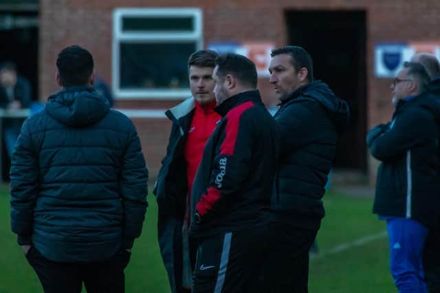 Nathan Collins (right) and his management team will be looking for three points at Newark. Photo: Craig Harrison