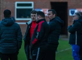 Nathan Collins (right) and his management team will be looking for three points at Newark. Photo: Craig Harrison