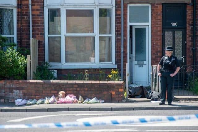 The property in High Holme Road, Louth, the morning after the tragedy.