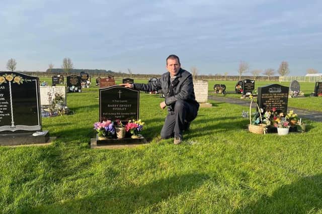 Coun Ady Findley in St Mary's Cemetery, Skegness.