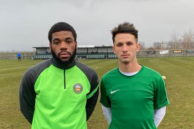 Jude Adebayo (left) and Juan Xavier. Photo courtesy of Sleaford Town.