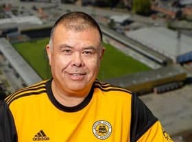 Sir Jonathan Van Tam pictured wearing a Boston United shirt. Photo by John Aron.