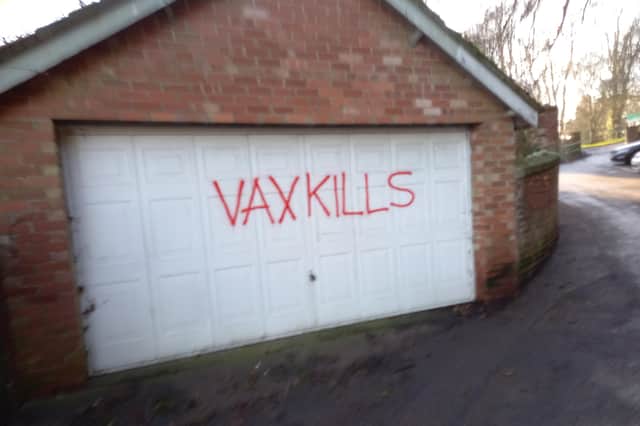 Some of the recent graffiti in St Mary's Park, Louth.