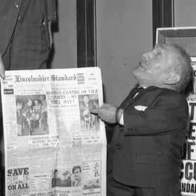 World's smallest man David Jones pays a visit to the Standard offices in 1967.