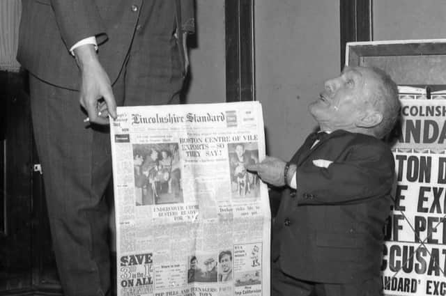 World's smallest man David Jones pays a visit to the Standard offices in 1967.