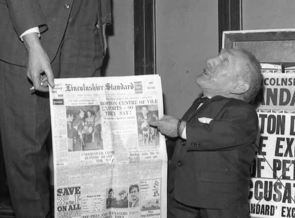 World's smallest man David Jones pays a visit to the Standard offices in 1967.