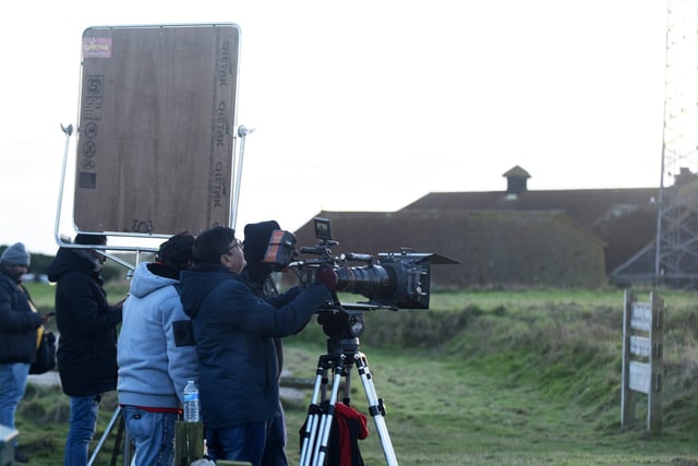 Filming at Beachy Head (Photo by Jon Rigby) SUS-220118-233402008