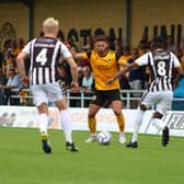 Andi Thanoj pictured against Moors on the opening day of the season, a game which Spennymoor won 2-1. Photo: Oliver Atkin