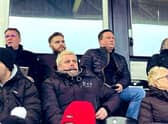 Paul Cox watches on at Spennymoor, joined by his Kettering assistant John Ramshaw and coach Ben Marvin, who are expected to follow him to Boston.