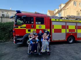 Residents has a visit from Lincolnshire Fire and Rescue. Pictured are Doreen Wheat, Diane Southam, Neil, Karen Sigsworth and Dylis Peacock