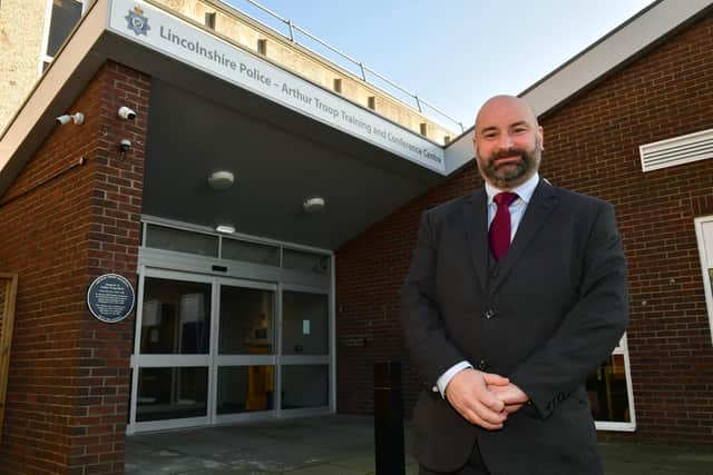 PCC Marc Jones outside the new Arthur Troop Training and Conference Centre in Skegness.