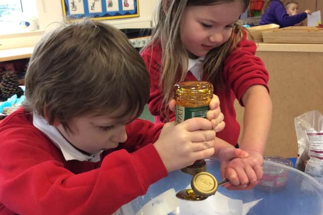 At work on a gingerbread man, pupils at Hawthorn Tree Primary School.