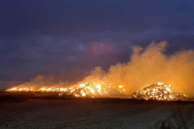 The scene at Hemswell Cliff where more than 30,000 bales caight fire as posted on social media by Wainfleet Fire Brigade.
