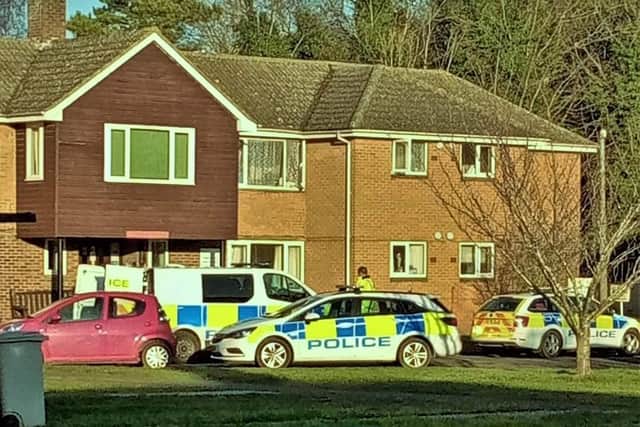 Police outside Dobson Court in Burgh le Marsh.