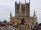 One of the most well-known visitor attractions in the county - Lincoln Cathedral's West front from the Castle walls EMN-181202-115418001
