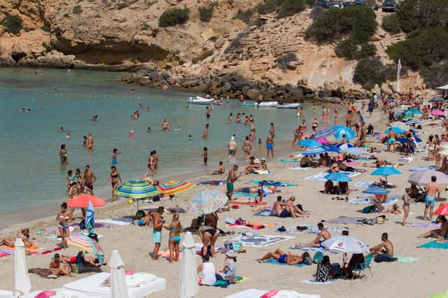 IBIZA: Tourists enjoy a sunny day at Cala Tadira beach. Photo: Getty Images