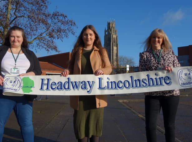 Ann-Marie Smith (left) and Vicky Stevenson (right), from Headway Lincolnshire, with Shooting Star’s account executive Molly Hare