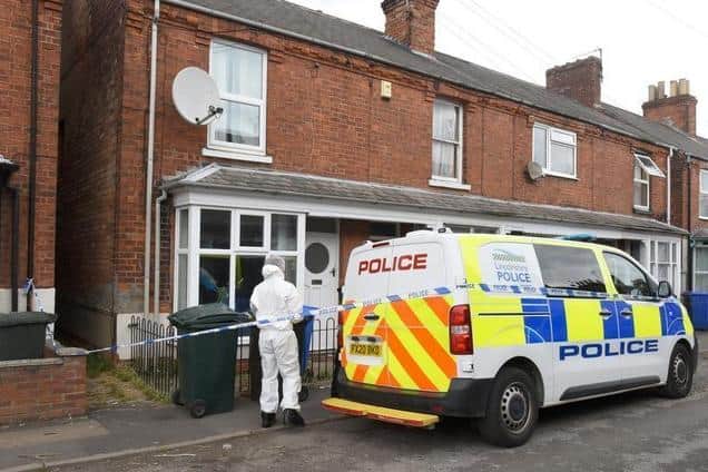 Police forensics on the scene at Ms Stevenson's Boston home in July last year.