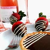 Chocolate and strawberry tartlets
