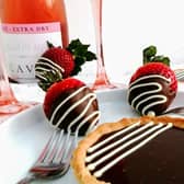 Chocolate and strawberry tartlets