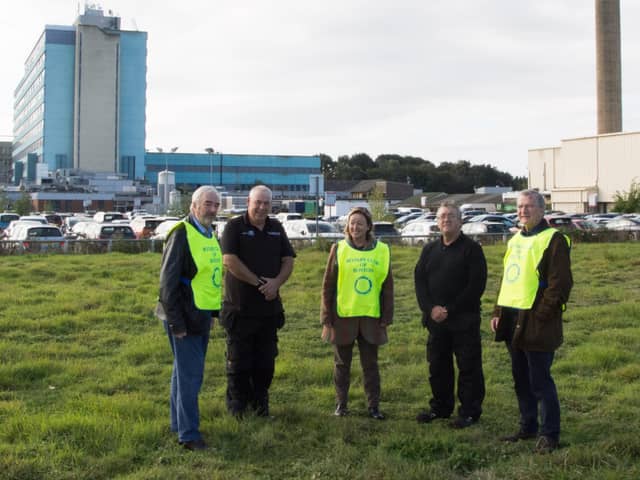 Members of the Rotary Club of Boston pictured at the helipad site last October, when they first launched their crowdfunding appeal for the lights.