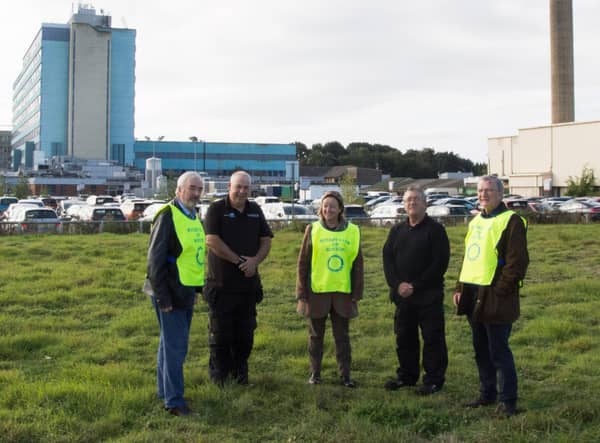 Members of the Rotary Club of Boston pictured at the helipad site last October, when they first launched their crowdfunding appeal for the lights.