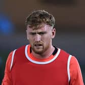 Ollie Chessum looks on during the England training session held at Pennyhill Park earlier this month in Bagshot, England. (Photo by David Rogers/Getty Images)