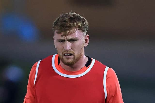 Ollie Chessum looks on during the England training session held at Pennyhill Park earlier this month in Bagshot, England. (Photo by David Rogers/Getty Images)