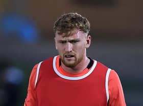 Ollie Chessum looks on during the England training session held at Pennyhill Park earlier this month in Bagshot, England. (Photo by David Rogers/Getty Images)