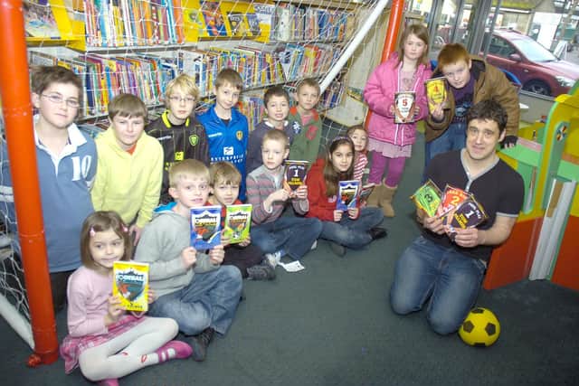 Children's book author Tom Palmer at Sleaford Library.