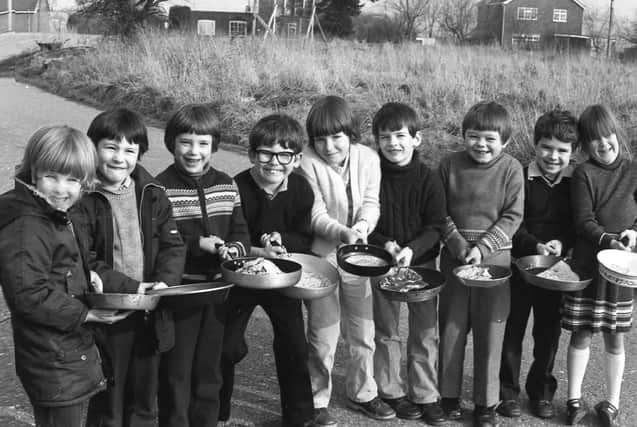 Shrove Tuesday fun in Gipsey Bridge 40 years ago.